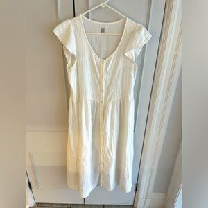 Loft Gauzy Button-front White Dress